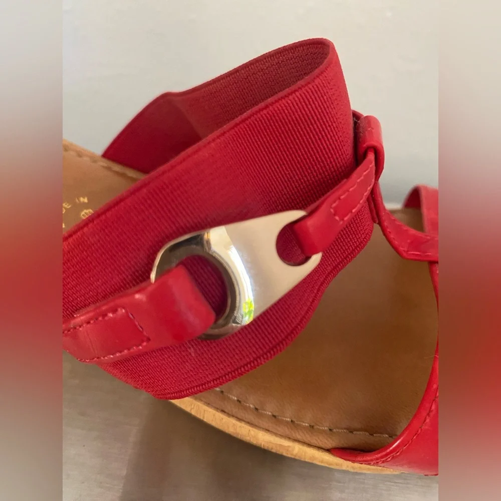 ITALIAN SHOEMAKER ...Elegant Red Wedge Sandals